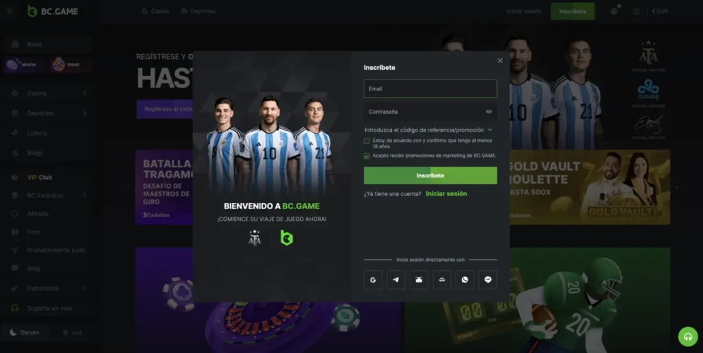 BC Game Registro